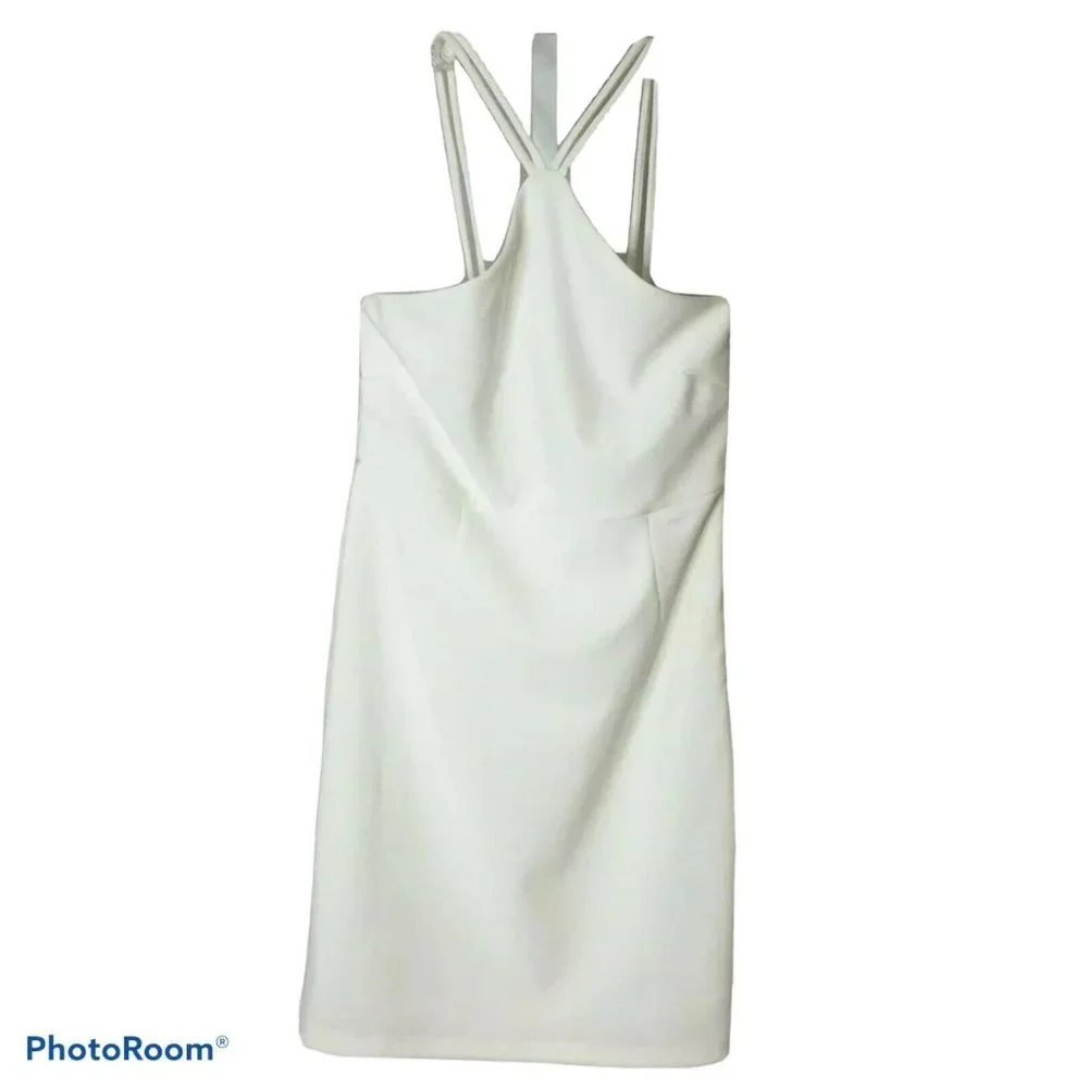 Forever 21 | Dresses | Forever 2 Womens Halter Dress Ivory Vstrap Bodycon Sheath Size Small Nwt